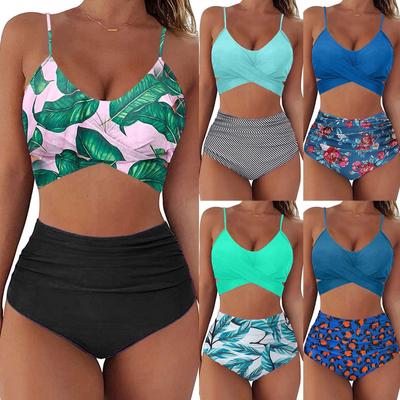 Women Sexy  Print Bikini Set Push Up Bathing Swimwear High Waist Swimsuit
