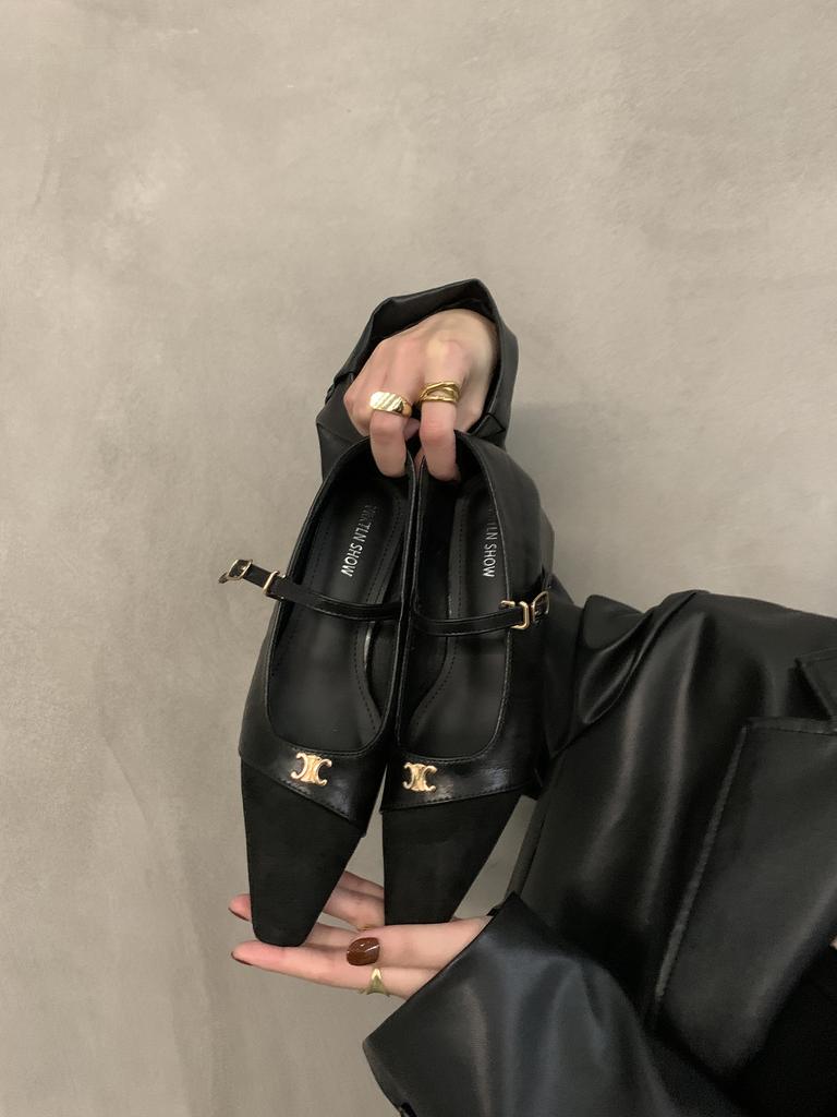 Retro Thick Heel Evening Mary Jane Shoes Small Fragrant Women's Shoes Autumn and Winter Single Shoes French Splicing Fairy Temperament High Heels