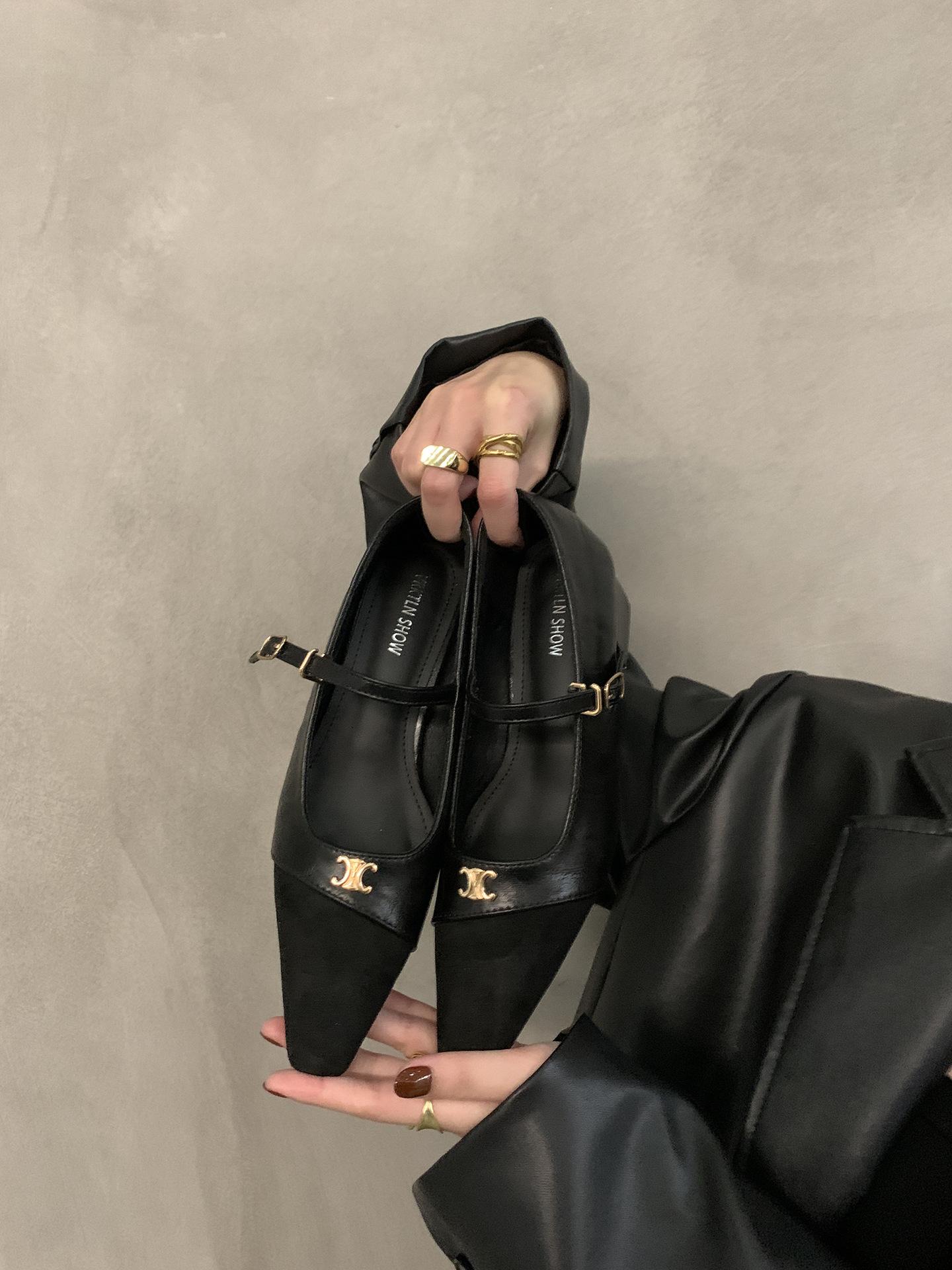 

Ретро вечерние туфли Мэри Джейн на толстом каблуке, женские туфли в стиле «маленький аромат», осенне-зимние одинарные туфли, французское сочетание, сказочный темперамент, высокие каблуки 40