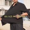 Spring Summer Men's Elastic Long Sleeve Solid Color Shirt Oversize 10XL Plus Size