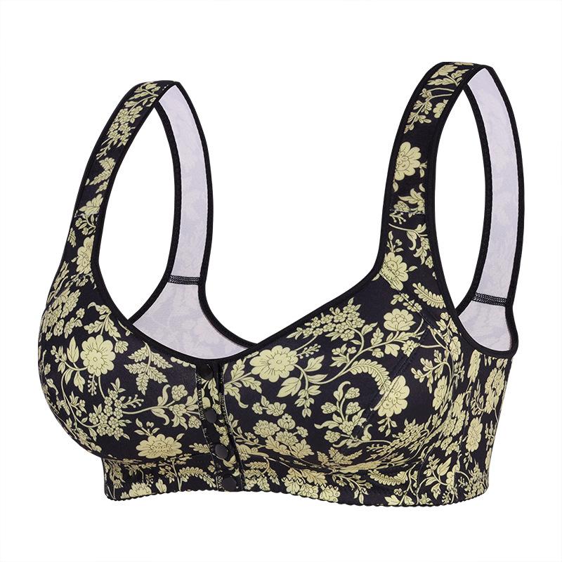Plus Size Floral Print Wireless Bra, Elegant & Comfy Anti Sagging Push Up Breathable Bras, Women's Lingerie & Underwear