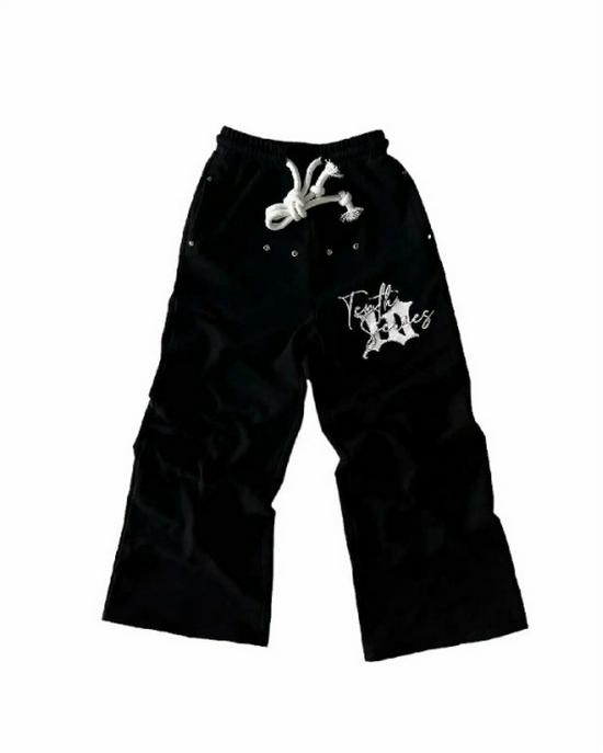 Men's Y2K Letter Embroidered Fleece-Lined Sweatpants