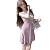 Elegant Ice Silk Sleeveless Tank Dress with Waist-Hugging Fit for Women
