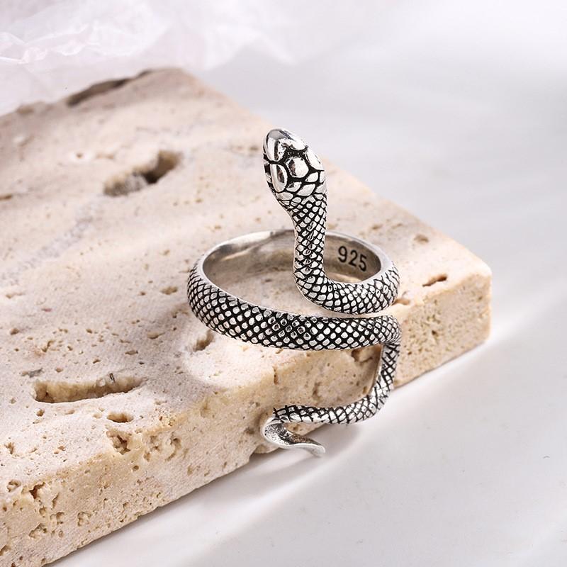 Vintage Thai Silver Snake Rings for Women Niche Trendy Winding Snake Party Jewelry Friends Gifts