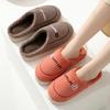 Home cotton slippers women's autumn and winter non-slip soft bottom piled thickened couple vertical stripes cute smiley cotton slippers