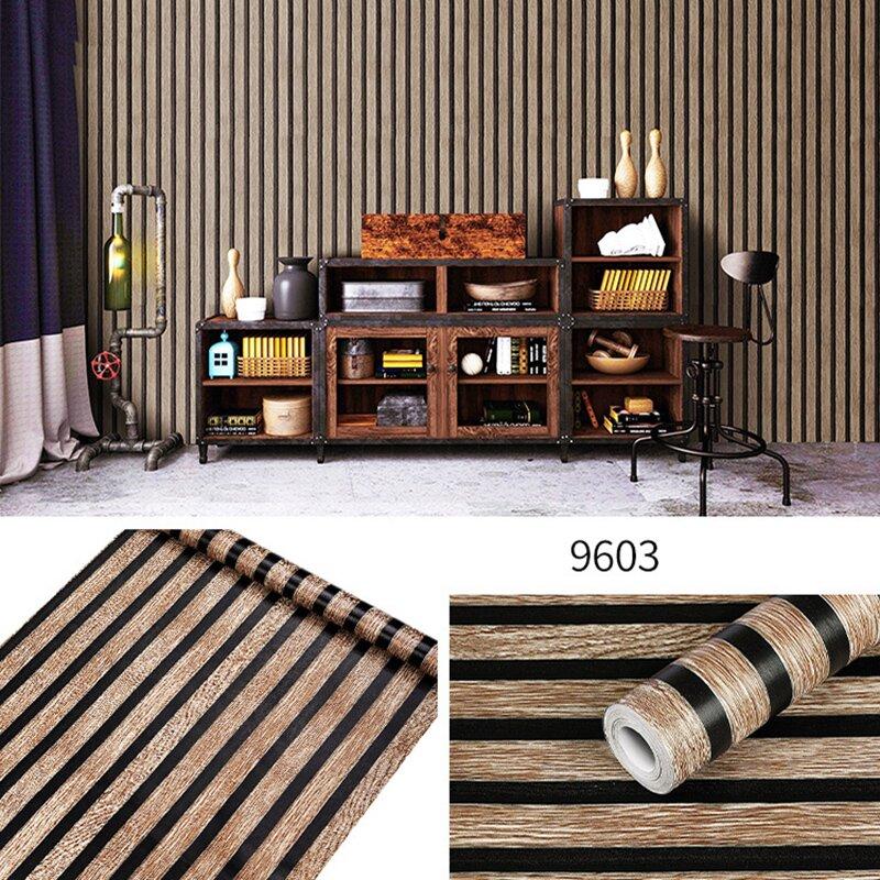 Decorative Waterproof Moisture-proof Mildew Proof Modern Wallpaper Wood Grain Self-adhesive Paper Suitable for Kitchen Walls