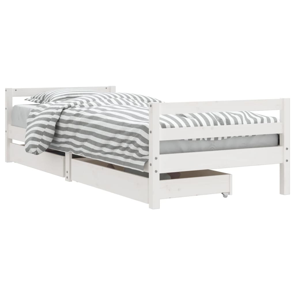 Children s Bed with Drawers White 90x190 cm Solid Pine Wood