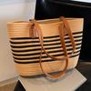 Woven straw bag women's large capacity 2025 new vegetable basket shoulder bag beach premium commuter tote bag