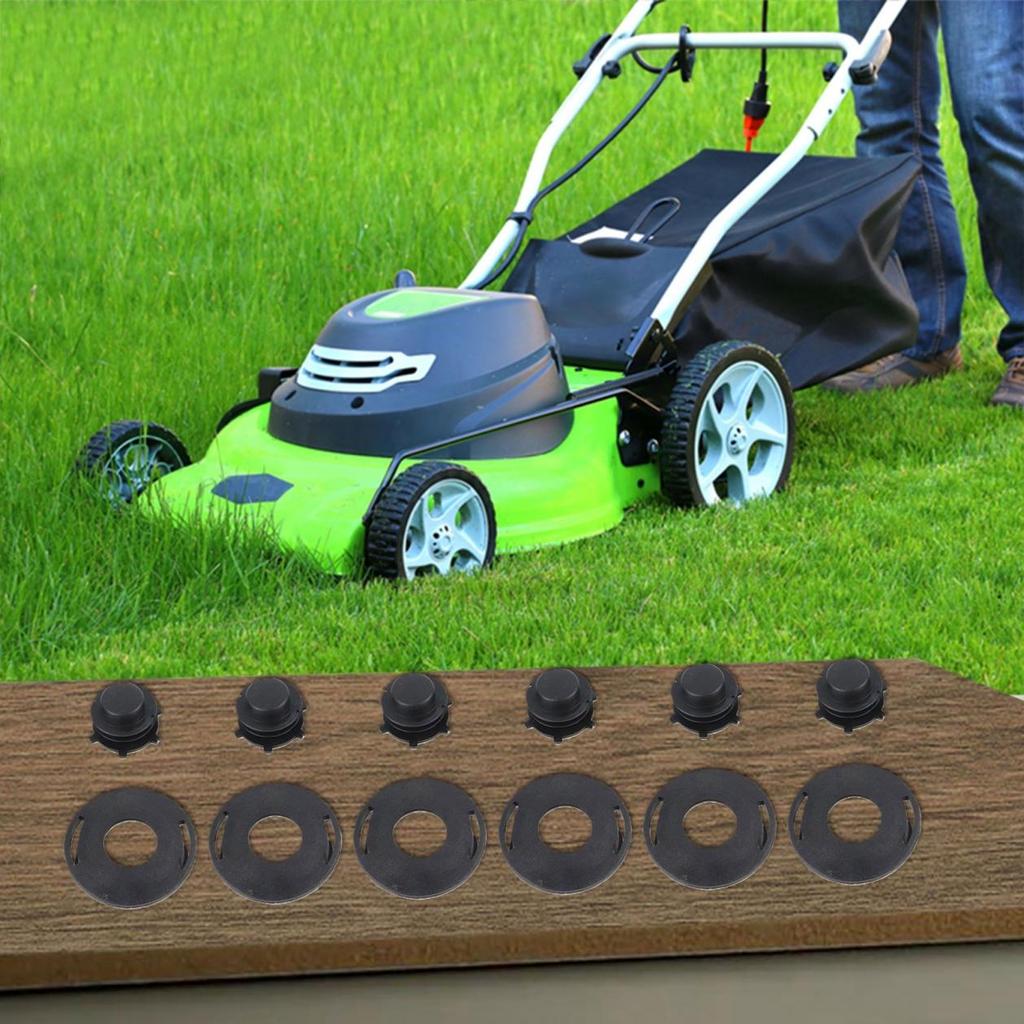 6 Piece Spool Set Bump Feed Trimmer Head Spool Cover Cap