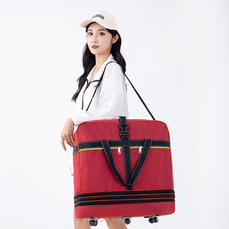 Air Consignment Bag Large-capacity Retractable Folding Travel Bag Universal Wheel Moving Travel Nylon Cloth Duffel Bag