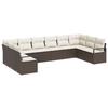 10-piece Garden Sofa Set with Brown Poly Rattan Cushions, 2-seater Garden Sofa with Cushions In 3346558