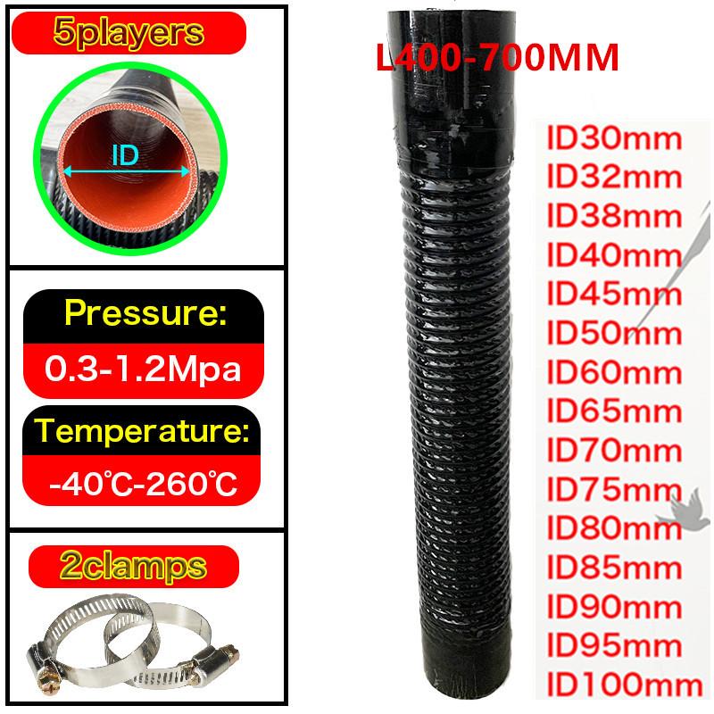 Universal ID30-100mm Silicone Flexible Hose Air Intake Pipe Length 400-700mm Radiator Tube High Pressure Temperature 2 Clamps