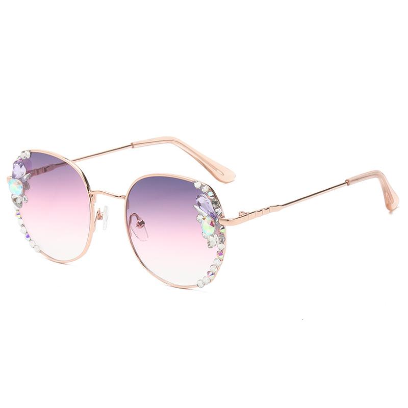 Crystal sunglasses fashionable frame elegant womens diamond-set street shot sunglasses anti ultraviolet rays