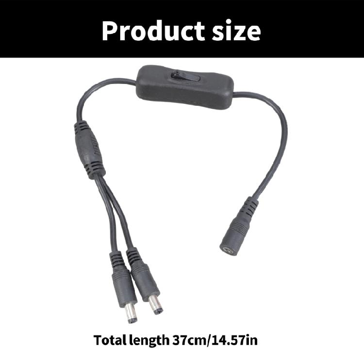 5.5x2.1mm DC5521 Y Splitter Cable with Switcher Female to 2 Male Power Extension for LED and CCTV 37CM