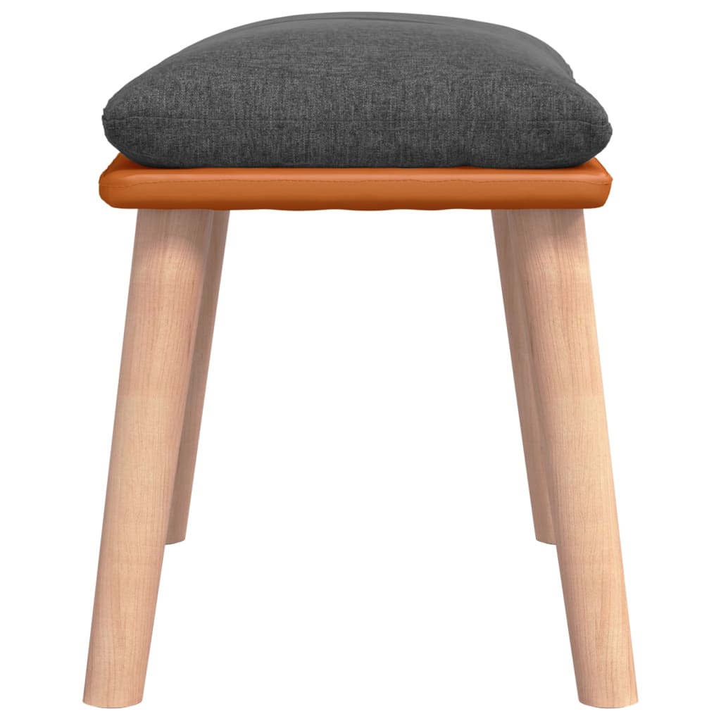 Footstool Dark Gray 45 X 29.5 X 35 Cm Fabric and Faux Leather