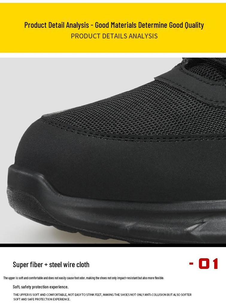 Men's Safety Shoes: Anti-smash, Anti-puncture, Oil-resistant, Wear-resistant - Ideal for Construction & Fashionable Workwear.