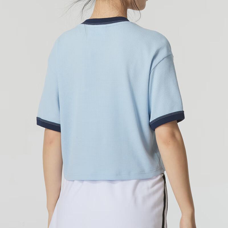 Adidas Color Block Casual Drop Shoulder T-Shirt Women Tops Blue JI7240