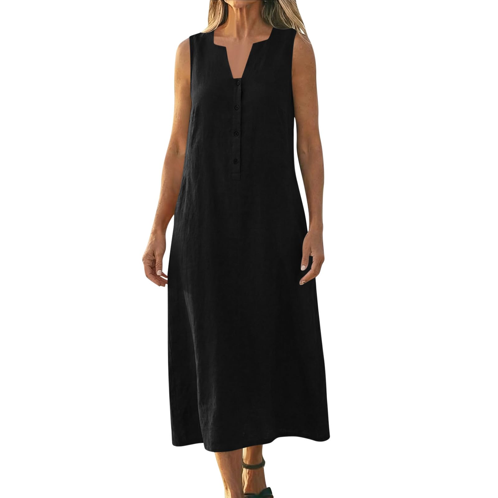 Women s Sleeveless Cotton And Linen Dress XL