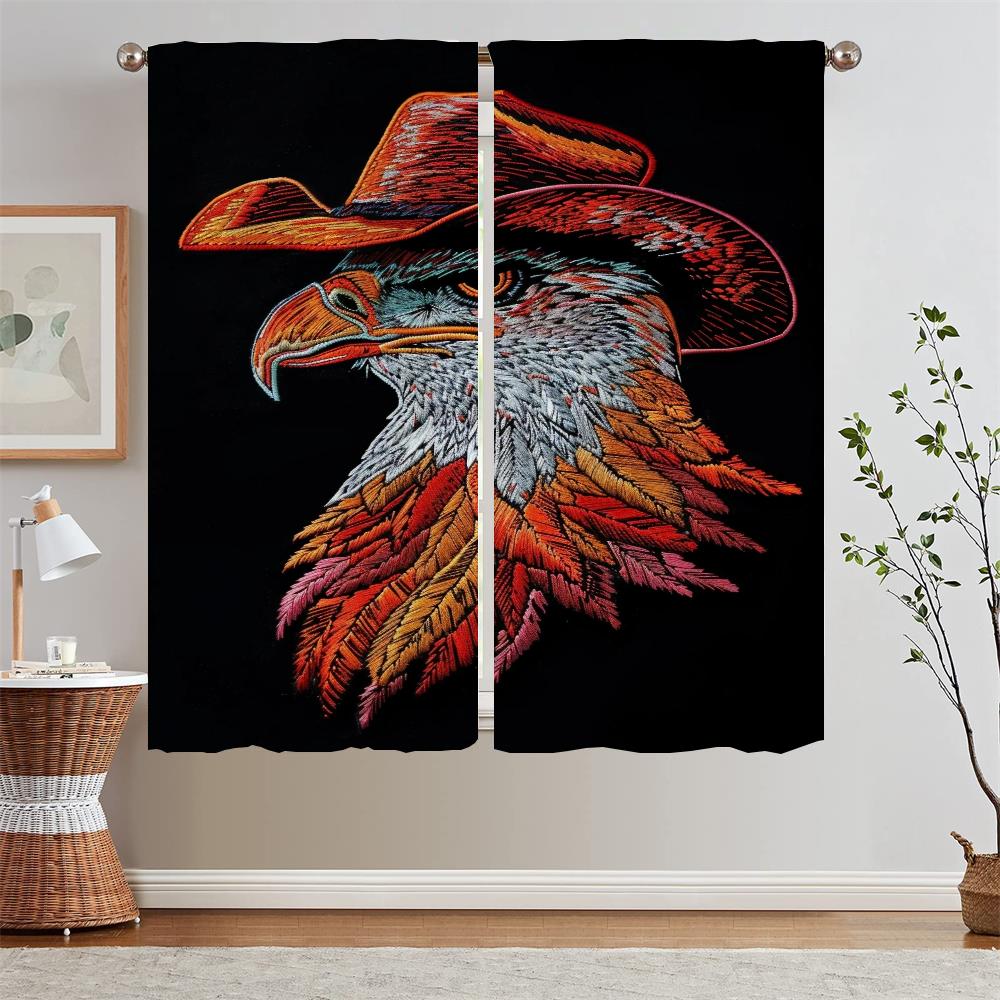 

Вестерн Ковбой Орел Вышивка Розовые Шторы для Гостиной Спальня Шторы 2 Части Бисерные Шторы Подхваты Тюль на Кухне W50xH70cmx2pcs-CL