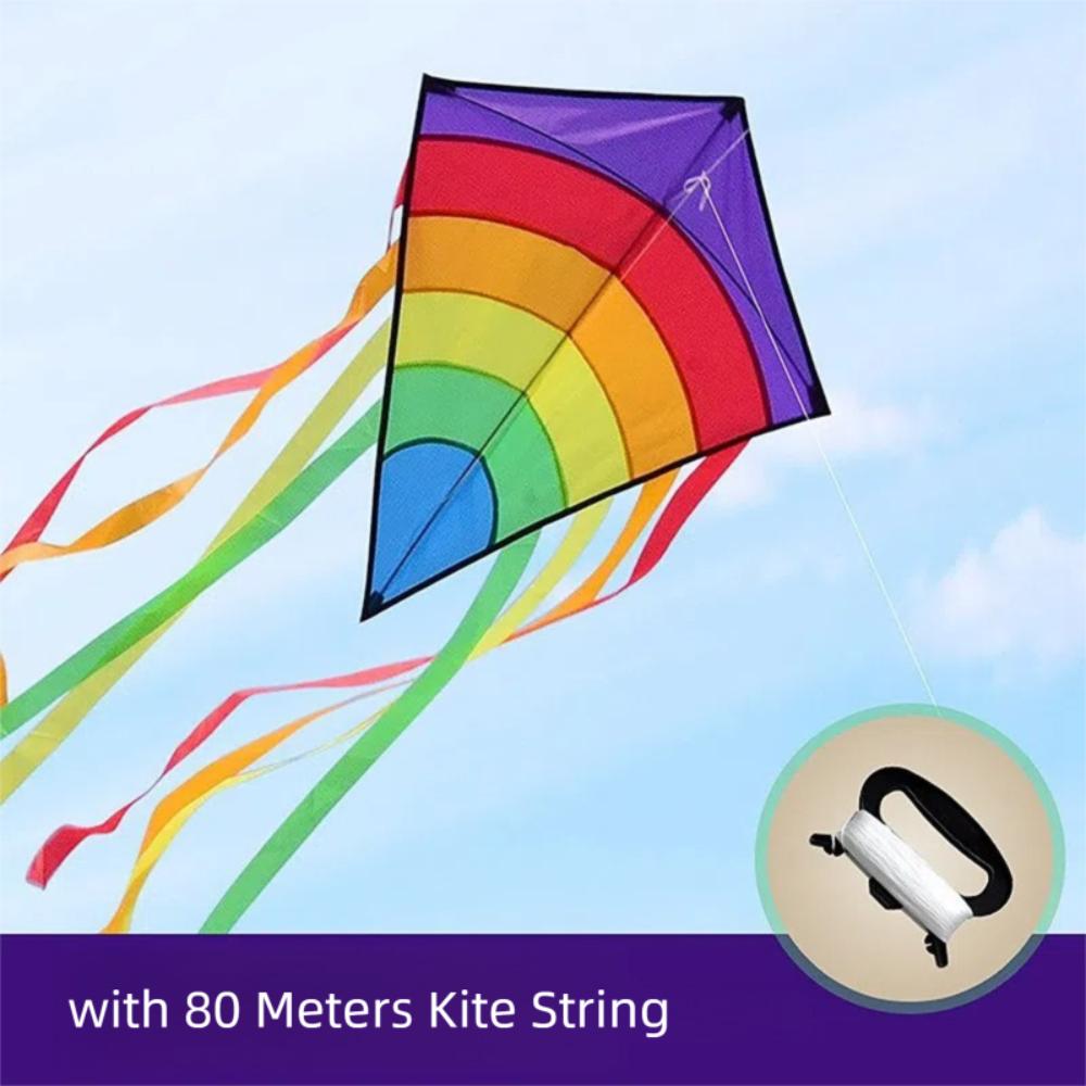 Good Flying Colorful Rainbow Kite Easy To Fly Children's Kite New Beach Diamond Kite  Family Trips