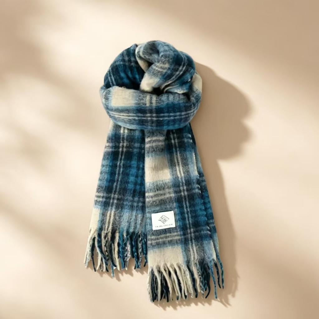 Maillard retro plaid fringed shawl men's and women's atmosphere imitation cashmere scarf autumn and winter versatile warm scarf