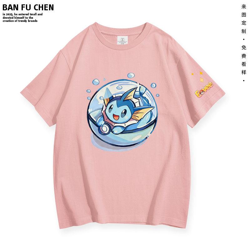 ZX Pokémon Cute Print ShortSleeved TShirt for Children in Summer  Family and ParentChild Clothing  Loose HalfSleeved Design