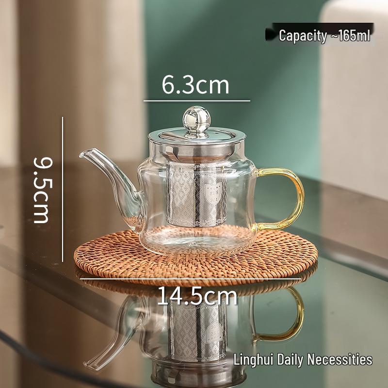 Large Glass Teapot with Lid & Handle, Heat-Resistant, Stainless Steel Infuser, Floating Cup