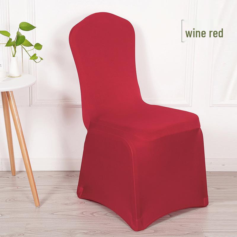Red and White Stretch Chair Cover - Dustproof, Full Coverage for Banquet, Hotel, or Wedding Chairs.