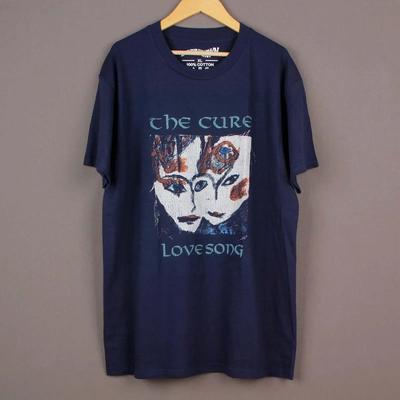Nachdruck The Cure Love Song Kurzarm Dunkelblau T-Shirt Klassischer Stil Unisex T-Shirt