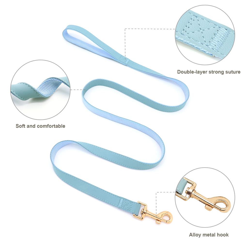 Customized Leather Dog Collar Harness Leash Set Personalized Pet Mesh Vest Harness ID Pet Leads For Small Medium Large Dogs