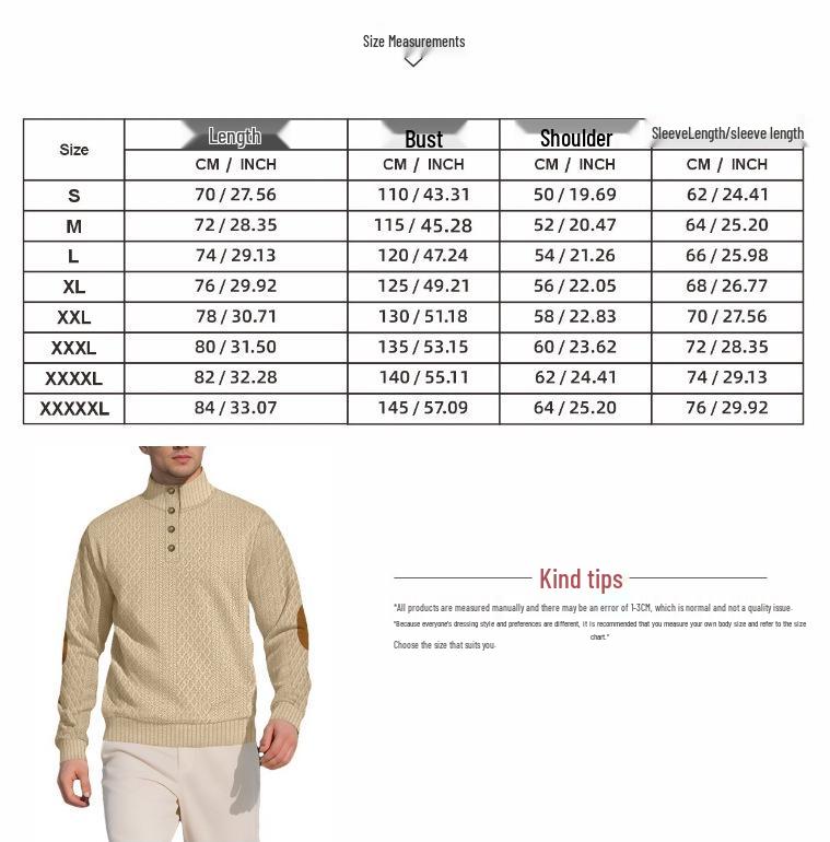 2026 Men's Stand Collar Long Sleeve Jacquard Knit Hoodie - Casual Outdoor Wear, European Size