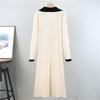 French style knitted cardigan, mid length skirt, women's spring and autumn 2025 new fashionable long sleeved dress