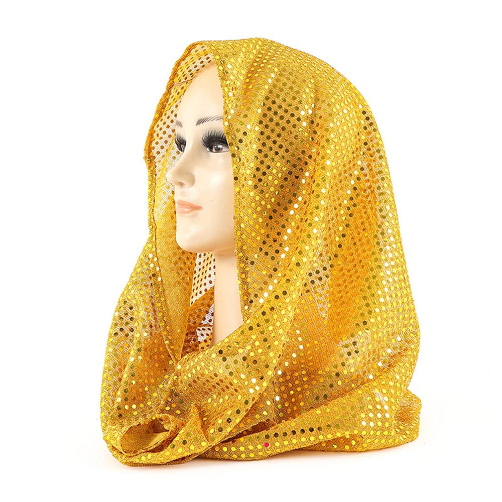Women Glitter Sequin Hijab Scarf, Soft Mesh Sparkly Head Wrap, Solid Color Lightweight Muslim Headscarf, Fashion Shiny Turban Shawl