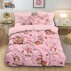 3pcs Pink Strawberry Girl Printed Down Duvet Cover Set, Multi Size Bedroom Bedding Decoration, Machine Washable