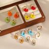 Simple Exqusite Colorful Flower Drop Earrings Glossy Stainless Steel Small Flower Hoop Earrings Women Daily Wearing Party Gifts