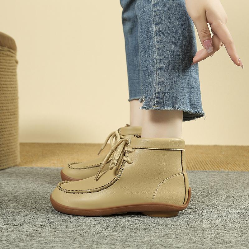 Fashion Women Boots Summer Autumn Retro Japanese Style Square Toe Casual Flats Female Simple Women Shoes Comfortable Loafers for Ladies