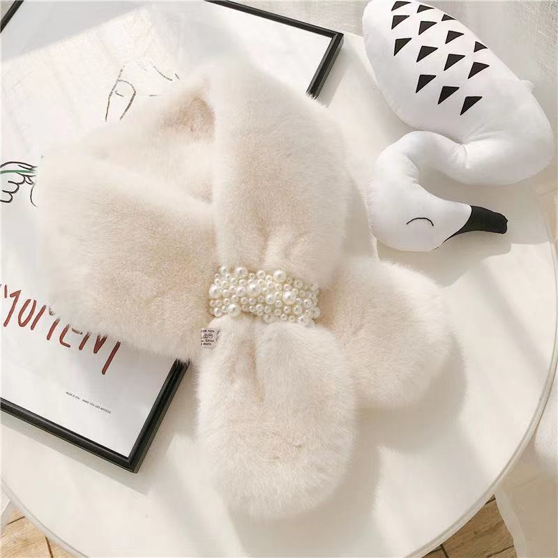 Women Winter Faux Rabbit Fur Scarf Warm Soft Neck Warmer Korean Style Collar Cozy Neck Shawl for Autumn Winter Fashion Accessory