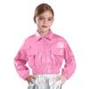 Unisex Kids Metallic Shiny Jacket Turn Down Collar Long Sleeve Flap Pockets Hip Hop Jazz Dance Outwear