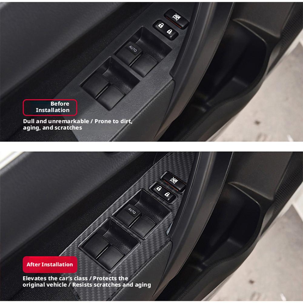 For Toyota Corolla 2014-2018 Window Switch Panel Trim Sticker Black Carbon Fiber Cover Interior Accessories Upgrade Decor Style
