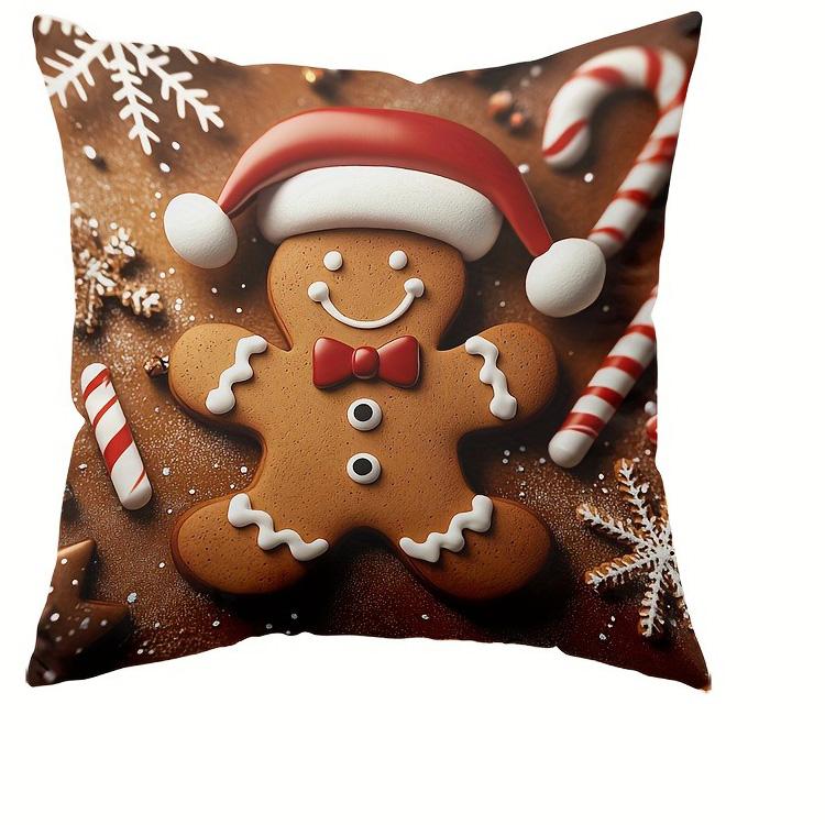 Festive Gingerbread Christmas Pillowcases: Adorable Decor for Your Holiday Home! Sofas, Bedroom Pillow Covers, Holiday Gifts