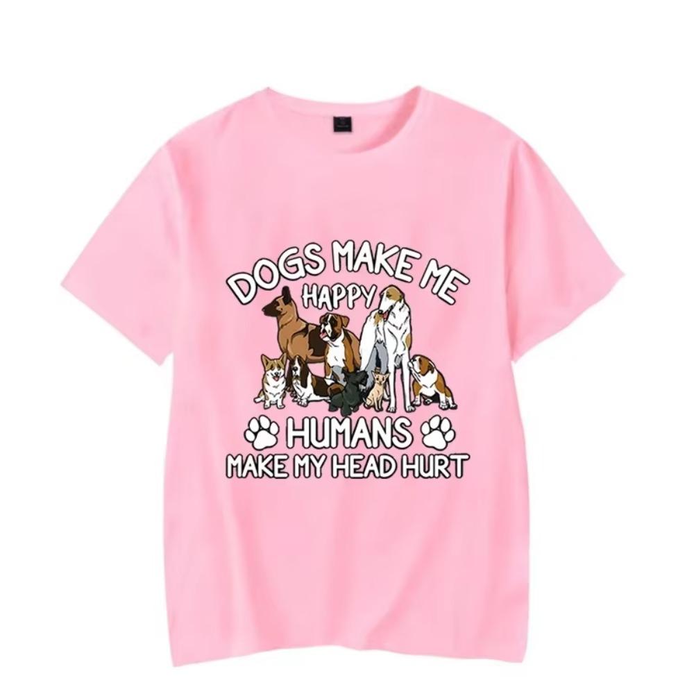 Harajuku Men's T-shirt Dogs Make Me Happy Humans Make My Head Hurt T Shirt Graphic Tshirt Streetwear Fashion Men's Brand Shirts