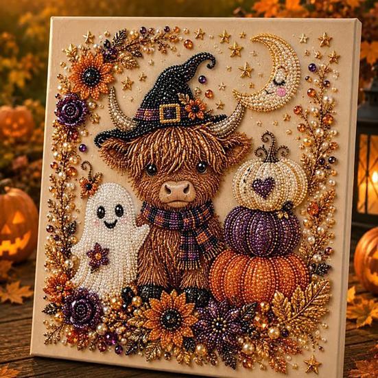 Quirky Halloween Art Projects Ghost Faux Pearl DIY Kit, Spooky 3D Bead Cool Pattern Kits Painting Crafts, Gothic Wall for Adults Beginners Decoration