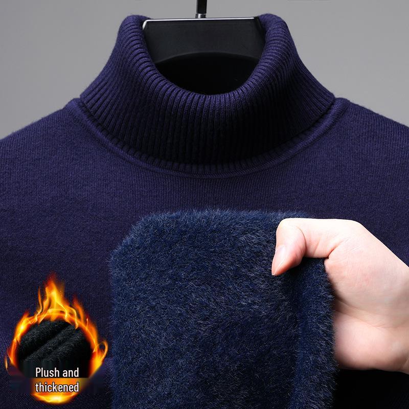 

Men s Wool Blend High Neck Knit Sweater with Velvet Fleece Lining 2XL (150-170 lbs)