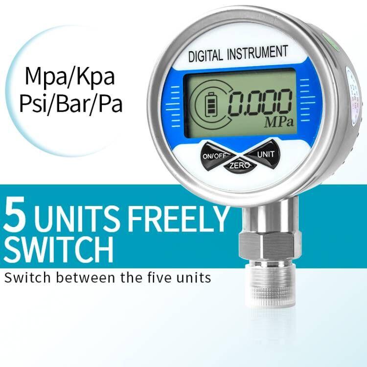 G1/4 Thread 0-400bar Pressure Measurement Gas Water Air Fuel 60mm Dial 0-30Mpa 0-40Mpa 0-60Mpa Radial LCD Display Pressure Gauge