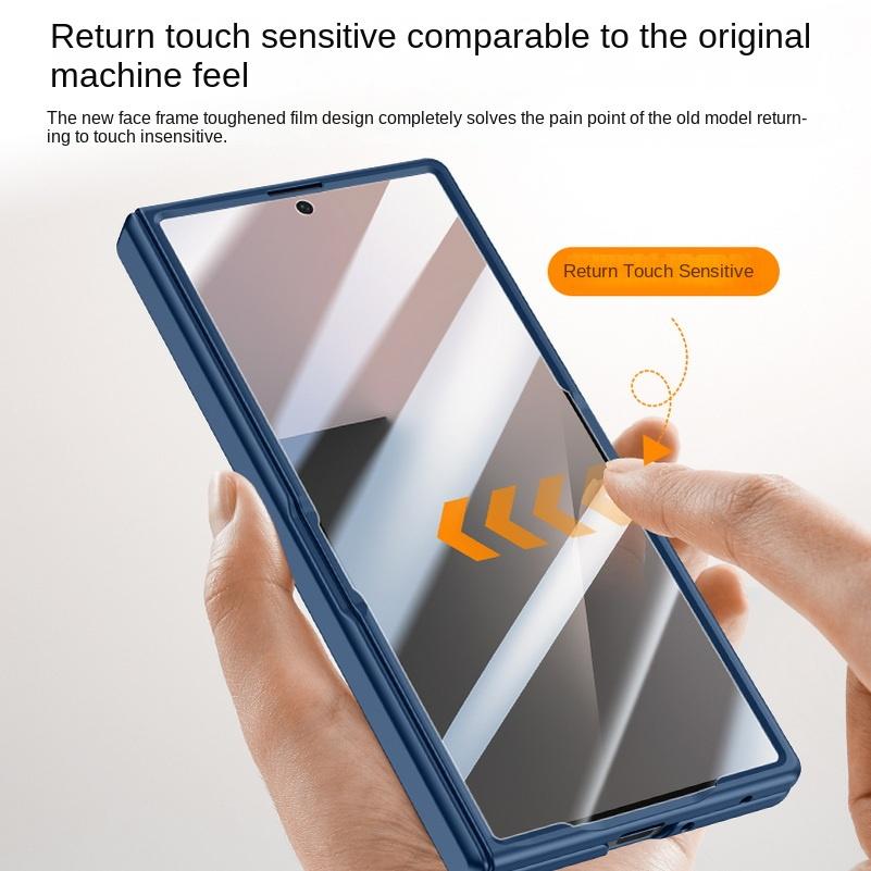 Leather With Privacy Screen Tempered Glass Protector Case For Samsung Galaxy Z Fold7 Spring Hinged Camera Holder Cover