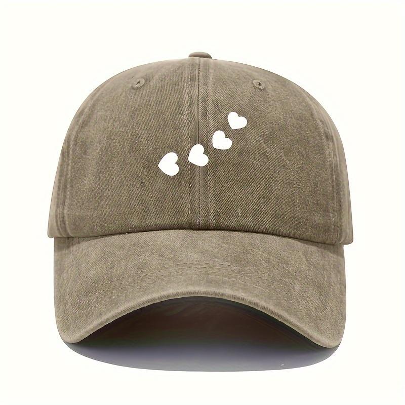 Baseball Cap with Heart-shaped Print Suitable for Women, Adjustable Sun Protection Cap, All Season Casual Sports Cap