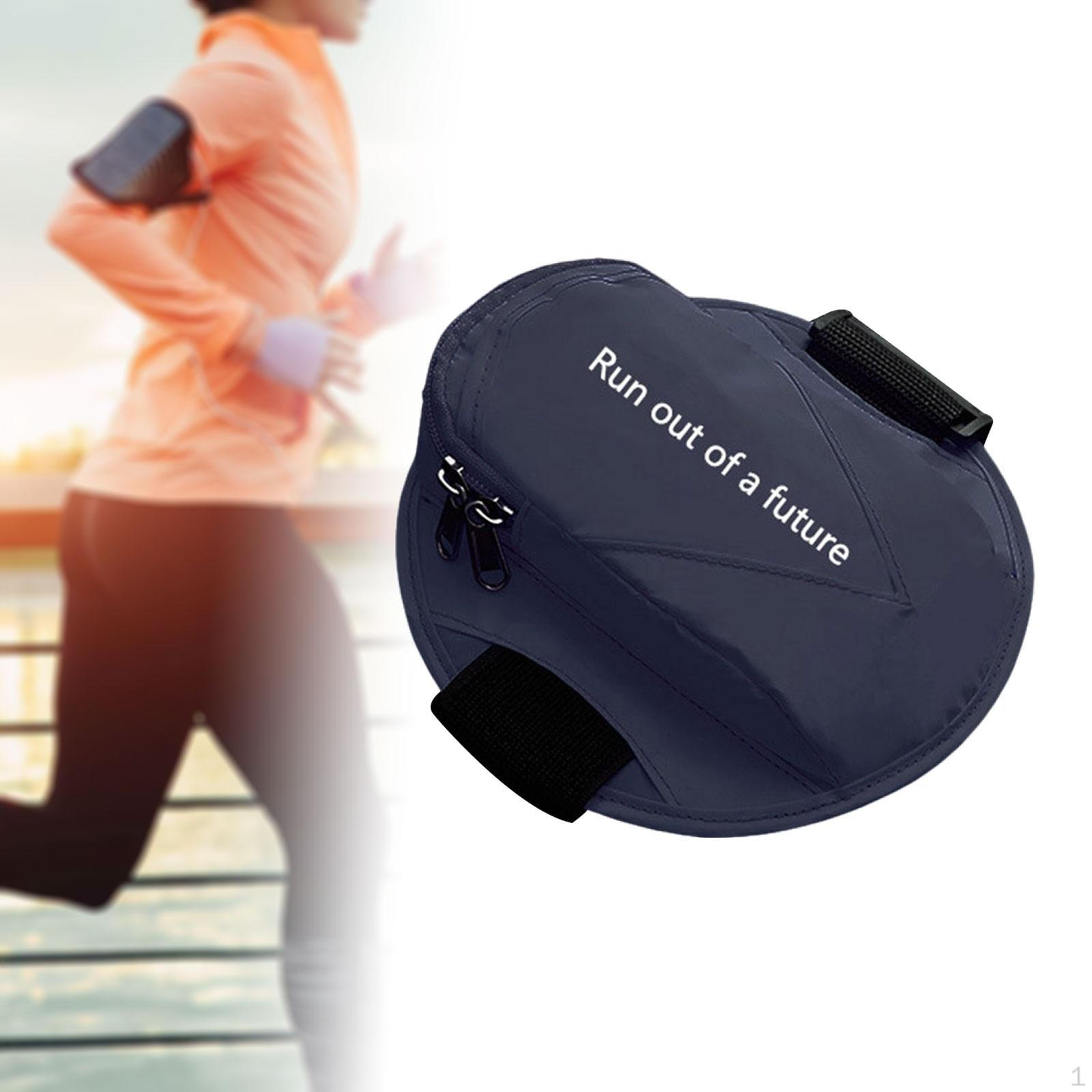 

Cell Phone Armband for Running, Zippered Car Key Holder, Crossbody Arm Bag Polyester Deep Blue