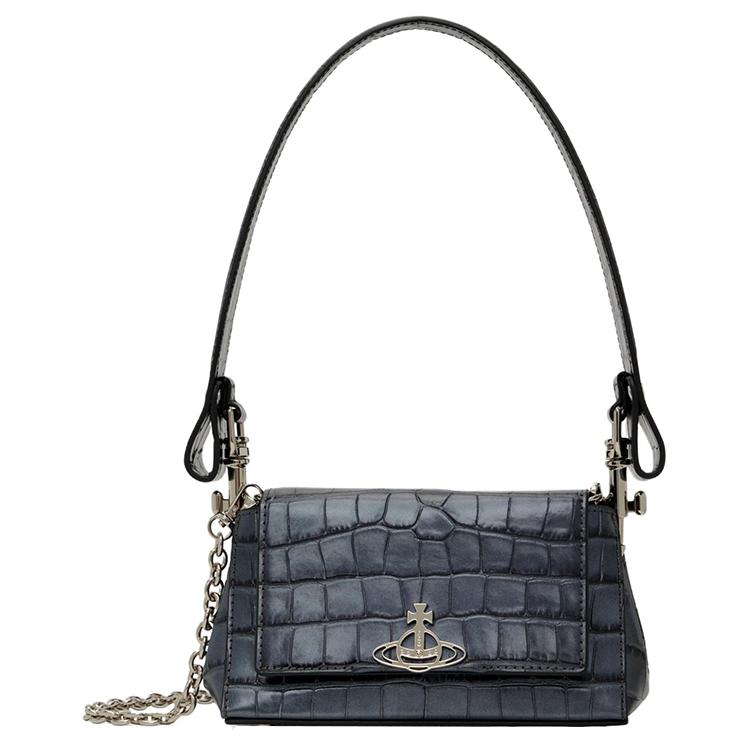 

VIVIENNE WESTWOOD Queen Mother Detachable Strap Metal Logo Leather Shoulder Tote Bag Women Handbags Black 46030001WL00A2N405 Basic Set (Bag+Dust Bag)