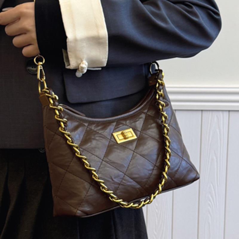 Stylish and High-value Diamond Chain Bag, Dumpling Tote Bag, Foreign Style Summer Underarm Bag, Single Shoulder Crossbody Commuter Bag for Women