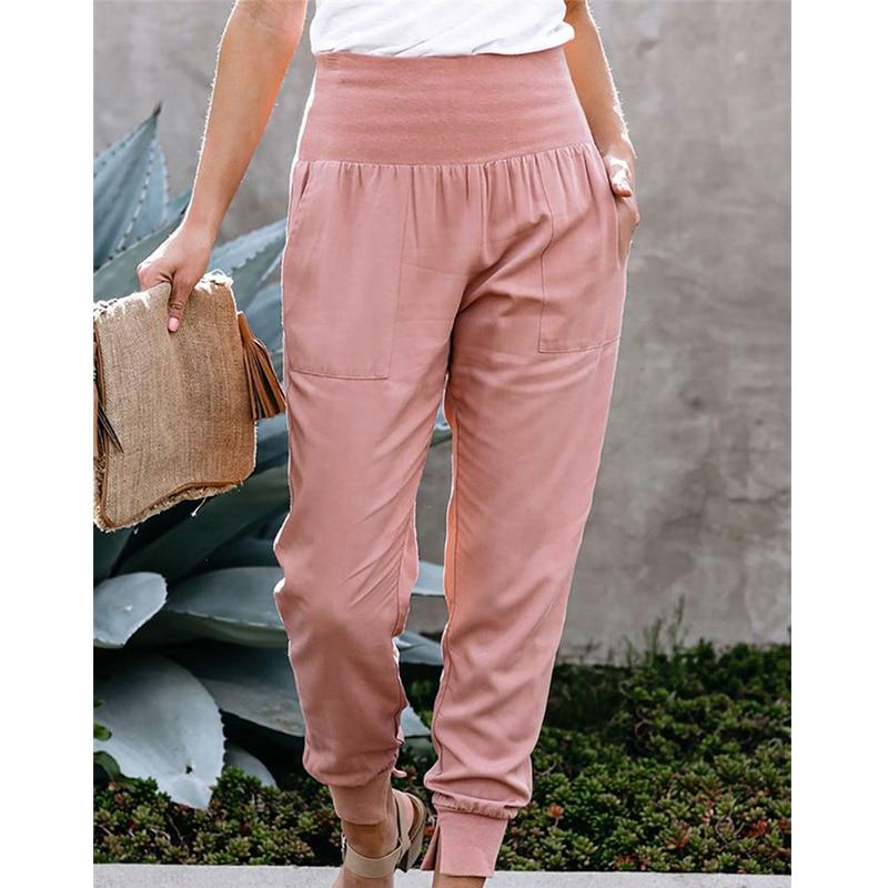 Été Décontracté Taille Élastique Pantalon Court Pour Femmes Dame de Bureau Solide Pantalon Slim Avec Poche Streetwear Pantalon Femme 25779